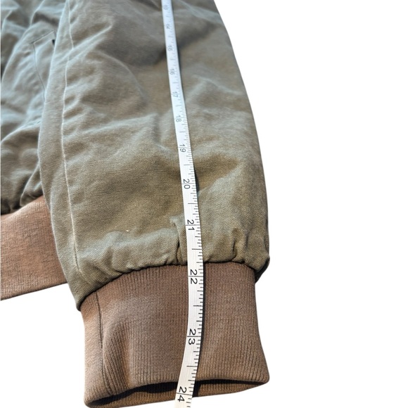 Brandy Melville Sherpa Collar Bomber Jacket Khaki Olive Brown One Size S - Picture 7 of 11